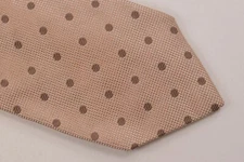 Altea Neck Tie NWT Pale Pink with Brown Polka Dots 100% Silk