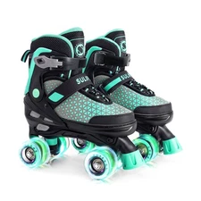 SULIFEEL Roller Skates for Girls Boys Kids,4 Sizes Adjustable Quad Skates wit...