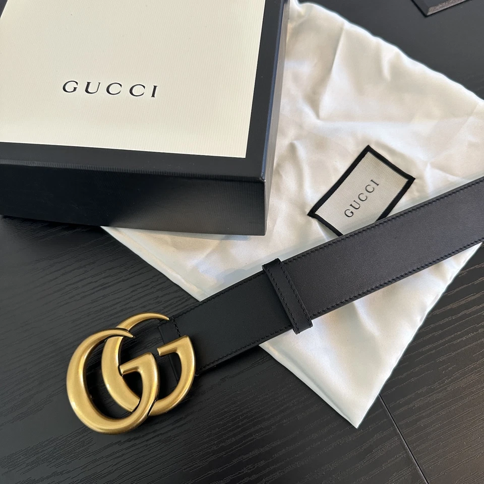 Auténtico Cinturón Gucci Cuero Negro Talla 30-32 Foto 3 de 4