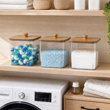 Plastic Laundry Pods Container With Lid Laundry Detergent Storage Bin
