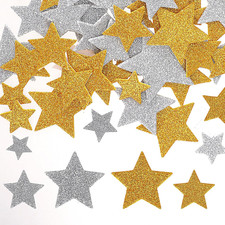300 PCS Glitter Foam Stickers Gold Silver Foam Star Stickers Self Adhesive Glitt