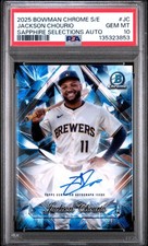 2025 BOWMAN CHROME SAPPHIRE EDT SAPPHIRE SELECTIONS AUTO JACKSON CHOURIO PSA 10