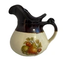 Vintage McCoy USA Art Pottery Pitcher Brown & Ivory Fruit Pattern