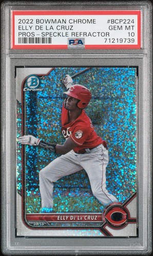 2022 Bowman Chrome Speckle Refractor Elly De La Cruz Reds RC Rookie /299 PSA 10