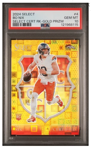 Bo Nix 2024 Panini Select PSA 10 GEM MINT Gold Prizm RC #06/10 Broncos RC POP 3