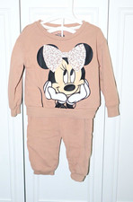 Disney Minnie Minnie Mouse 2-Piece Fleece Sweatshirt  Pants Set Beige 24M