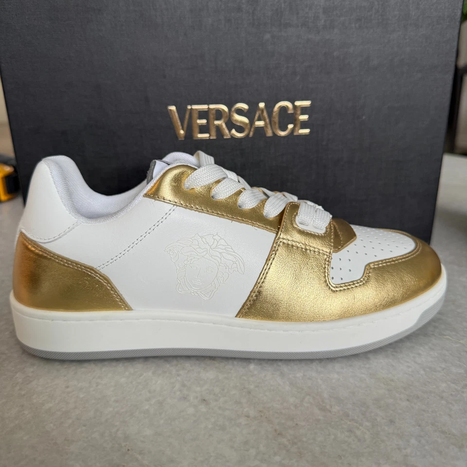Versace Medusa Gold/White Leather Women's Sneaker Shoe, 1014316, multiple sizes - Image 4 of 4