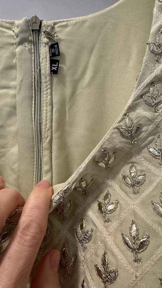 Blusa para mujer Made In India, blusa étnica de seda con trabajo pesado XL Foto 3 de 4