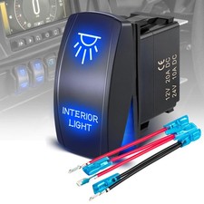 Interior Light Rocker Switch Blue LED 12V 5 Terminal Marine Toggle On Off wit...