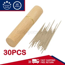 30PCS Stainless Steel Self-Threading Needles Opening Sewing Darning Needles US