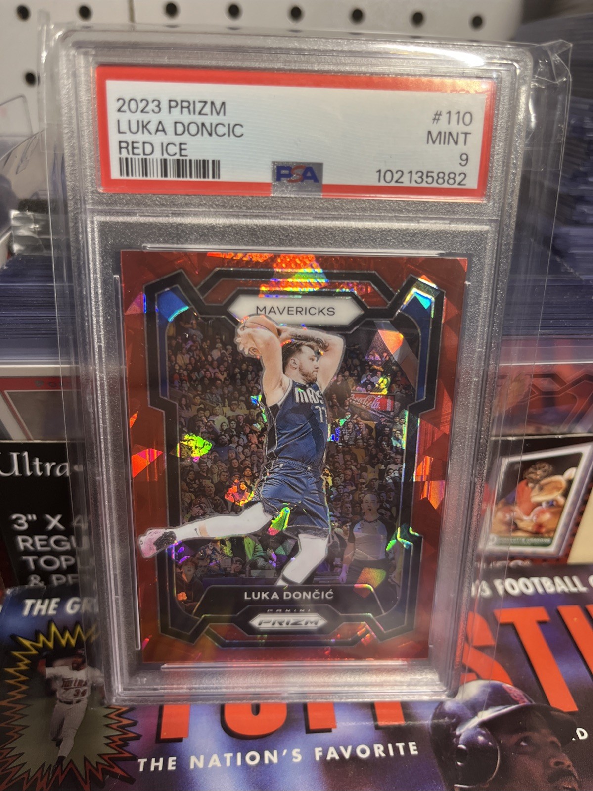 2023-24 Panini Prizm Luka Doncic #110 RED ICE PRIZM PSA 9 Lakers MVP