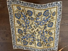 100 Silk Scarf 41'' Large Square Scarf Large Shawl Gold Blue White