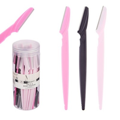 36pc Pink & Black Disposable Face & Body Razor Set   Eyebrow Shaper & Hair Re...