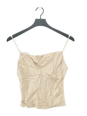 Zara Damen Top XS Creme 100% Viskose Ärmellos Rundhals Basic
