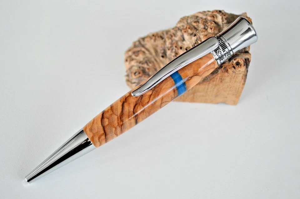 Sehr Schöner Drehkugelschreiber gedrechselt aus edles Oliven Holz mit Geschenkb - Bild 3 von 4