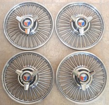 1963-1964 Ford Galaxie Wire Spoke Spinner Hubcap Set Original 14 Wheel Covers