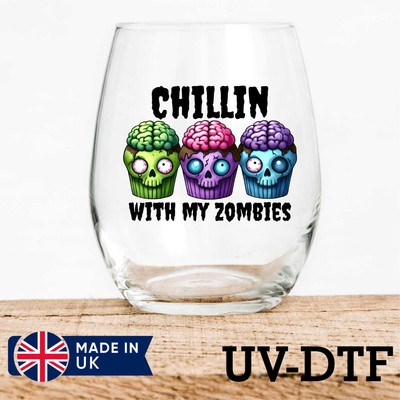Zombie Gehirn 8 Stück UV DTF Aufkleber - Glas Laptop Becher Tasse zi456