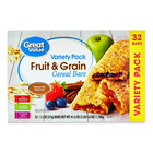 Great Value Fruit & Grain Cereal Bars, Variety Pack, 1.3 oz, 32 Count