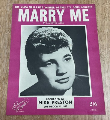 Vintage Noten - Marry Me von Mike Preston