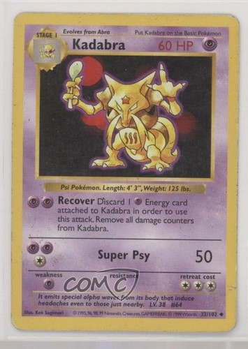 Kadabra Shadowless Pokemon Base Set #32 1999