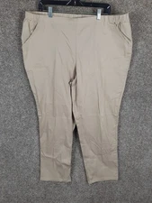 JMS Just My Size Pull On Khaki Pant Womens 3X (22W-24W) Beige High Rise Stretch