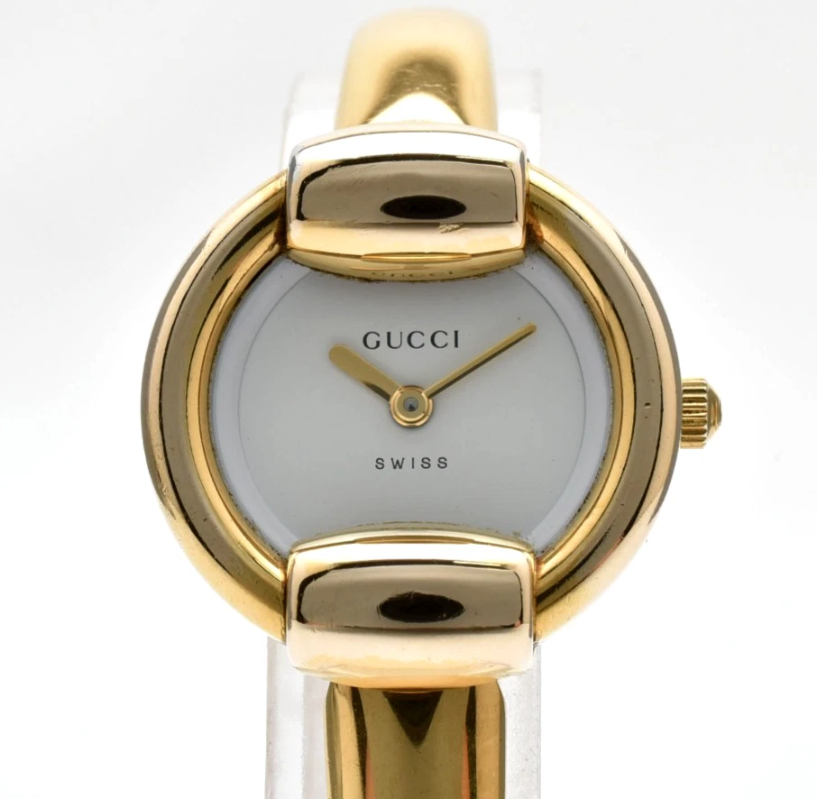 Reloj de cuarzo redondo vintage [N COMO NUEVO] Gucci 1400L esfera blanca dorada JAPÓN Foto 2 de 4