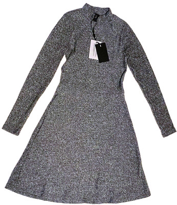 YAS Floss Textured Skater Dress, Dark Grey Melange, XS MSRP $65.00