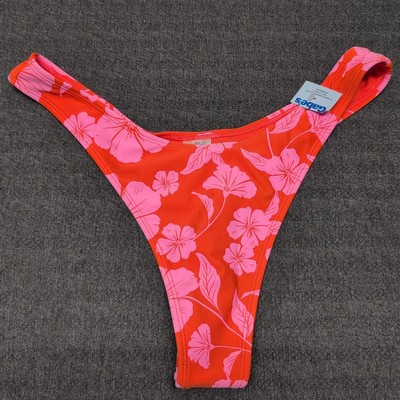 Wild Fable Bikini Swimsuit Extra High Leg Ultra Cheeky Bottoms XL Red & Pink