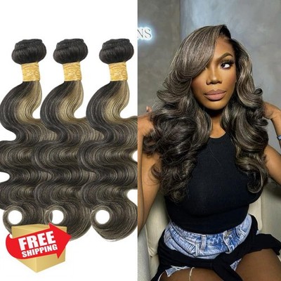 ZLFRJMV 10 12 14 Inch Blonde Highlight Body Wave Bundles