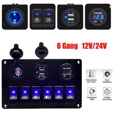 12V Switch Panel Car Cigarette Lighter Socket + Dual Port USB Charger +Voltmeter