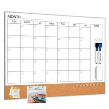 Magnetic Dry Erase Calendar Whiteboard with Cork Board, 24x18