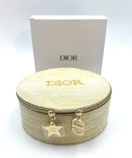 New in Box! Dior  Gold  Cosmetic Jewelry Makeup Bag with a Mirror