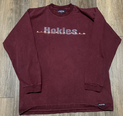 VTG Virginia Tech Hokies Jansport Long Sleeve T Shirt Large Made in USA Maroon