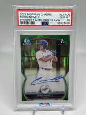 2023 Bowman Chrome CHRIS NEWELL 1st Bowman Green Lava On Card Auto PSA 10