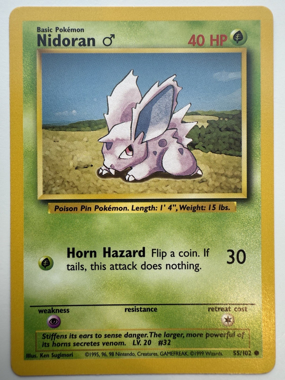POKEMON NIDORAN M 55 BASE SET UNLIMITED LP