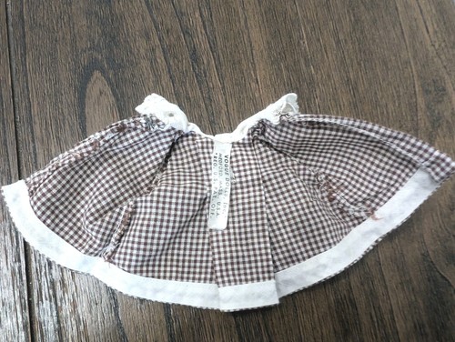 Coat For Vogue Ginny Doll Vintage 1954 Brown Checked Swing Coat Eyelet Collar - Picture 3 of 4