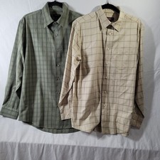 Lot of 2 Button-Up Mens Dress Shirts Medium Long Sleeve 1-Van Heusen 1-Covington