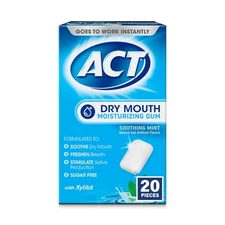 Dry Mouth Moisturizing Gum, 20 Pieces, With Xylitol, Sugar Free Soothing Mint