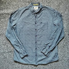 Camel Active Men's Long Sleeve Shirt Size L Blue & Grey Geometric Pattern