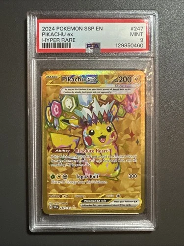 2024 Pokemon SV Surging Sparks Pikachu EX 247/191 Full Art Hyper Rare PSA 9 Mint