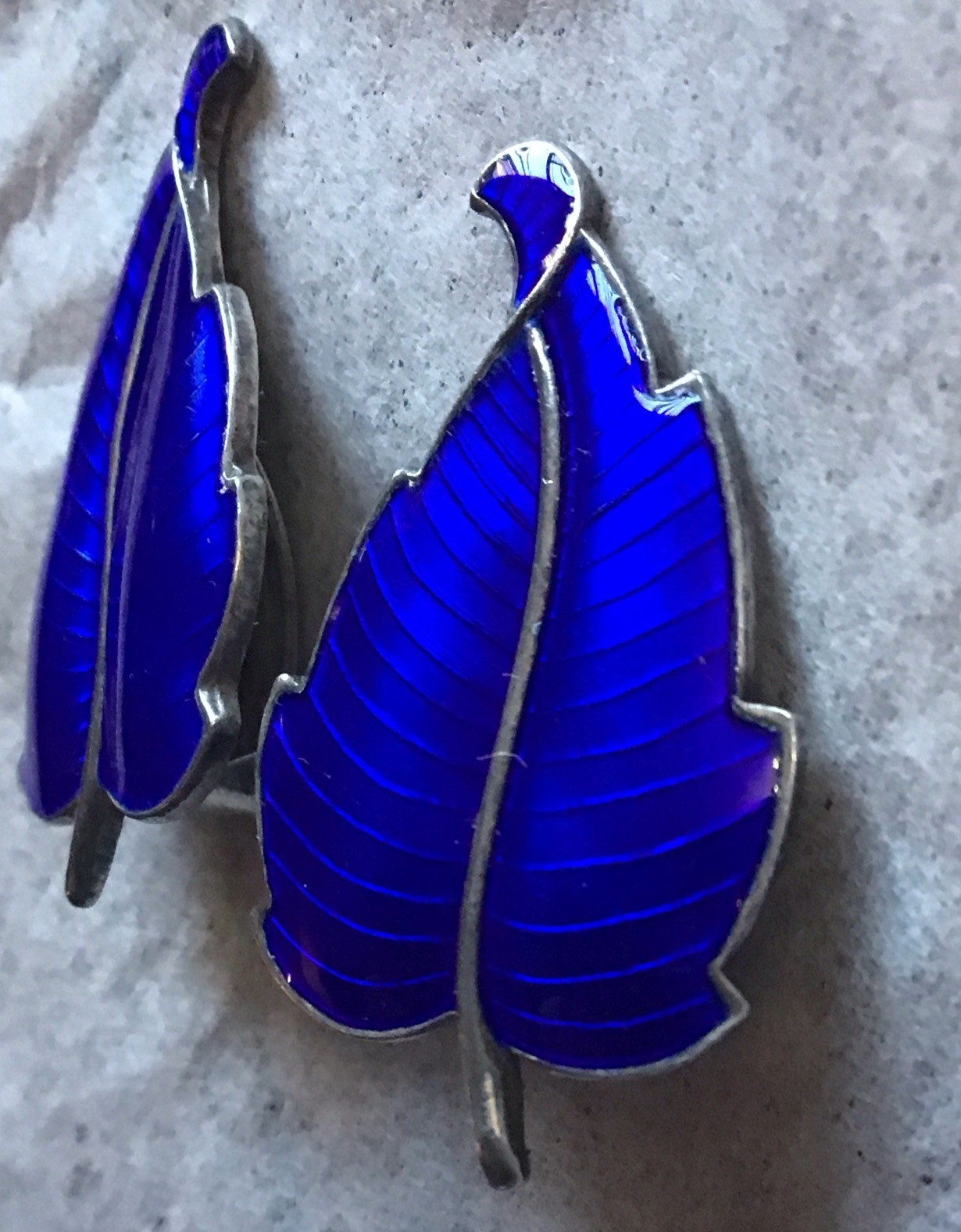 Signed VB Sterling Denmark Silver Blue Enamel Lea… - image 6