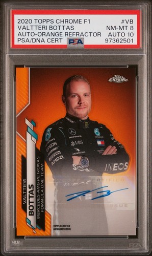 2020 TOPPS CHROME FORMULA 1 VALTTERI BOTTAS ORANGE /25 AUTO PSA 8 NONE HIGHER