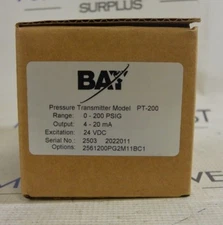 BAY TRANSMITTERS PT-200 0200 PSIG 4-20mA 24VDC PRESSURE TRANSMITTER- NEW IN BOX 