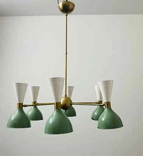 6 Arm Handmade Brass Sputnik Chandelier Modern Mid Century Brass Light