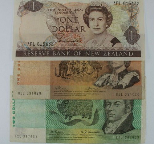 Australia & New Zealand Currency Set // Aus 1972 $1 & 1968 $2 // NZ (1981-85) $1 - Picture 3 of 3