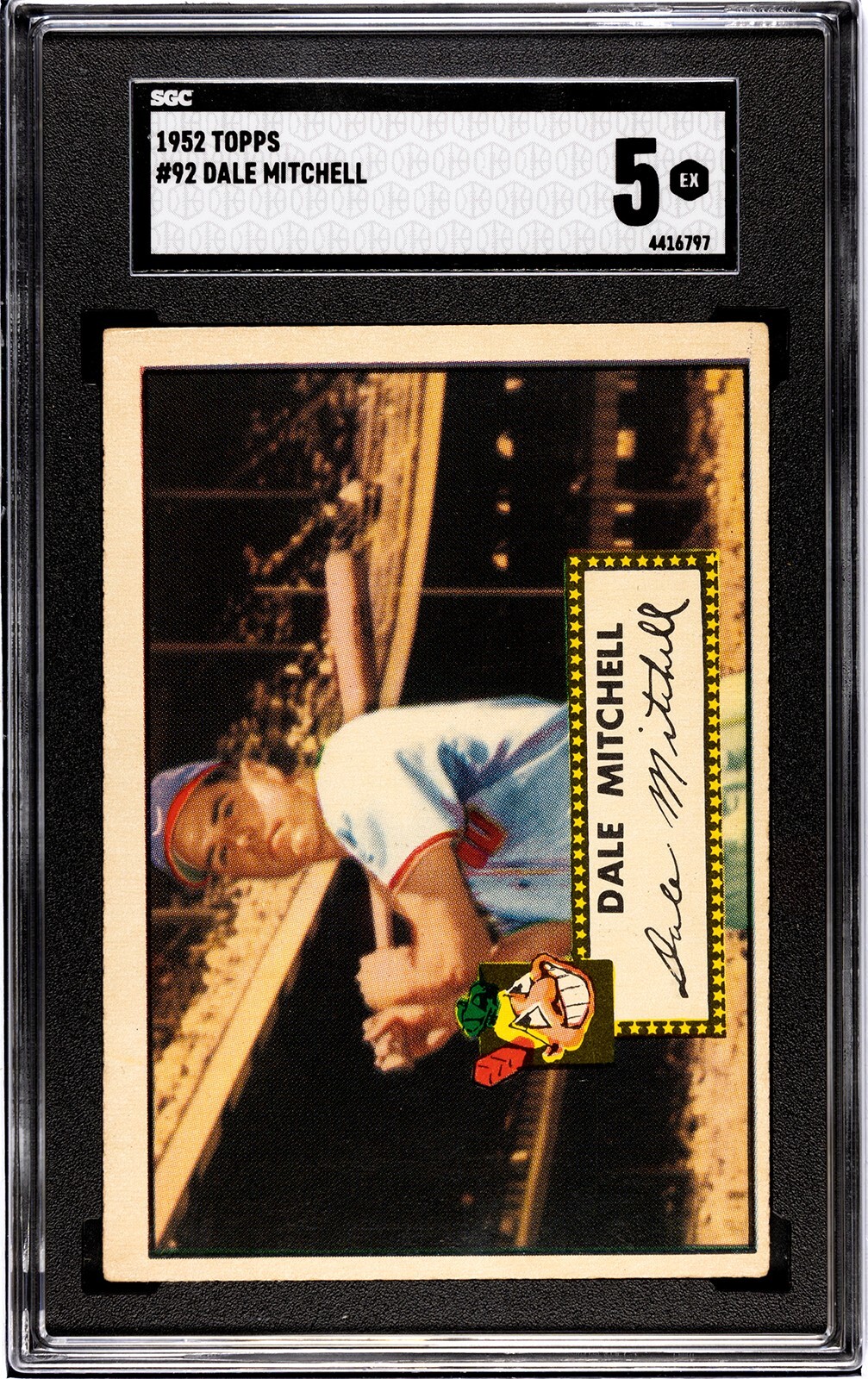 1952 Topps DALE MITCHELL Cleveland Indians #92 SGC 5 EX Condition