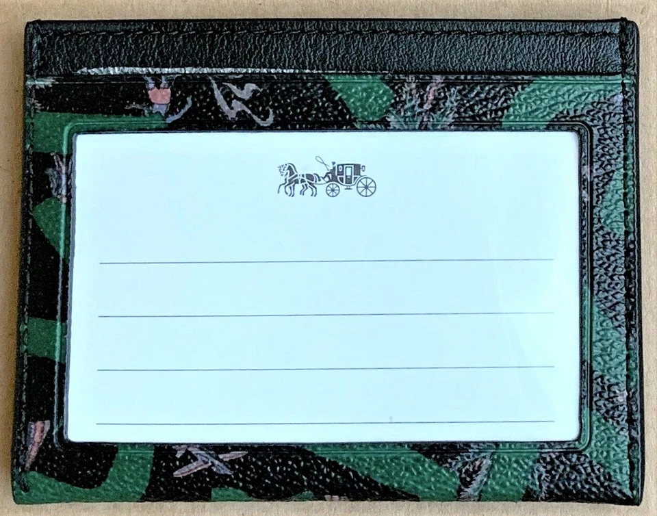 Estuche delgado para tarjetas de identificación de lona recubierta COACH x KEITH HARING 'Hula Dance' negro ¡NUEVO CON ETIQUETAS! Foto 4 de 4