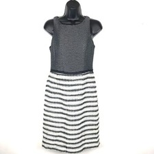 Anthropologie Muse Dress 4 sheath career work black white textured S