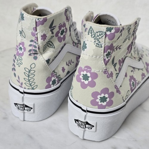 Vans Sk8-Hi Tapered Stackform Womens Sz 7 White Pastel Floral Platform Sneaker - Picture 15 of 18