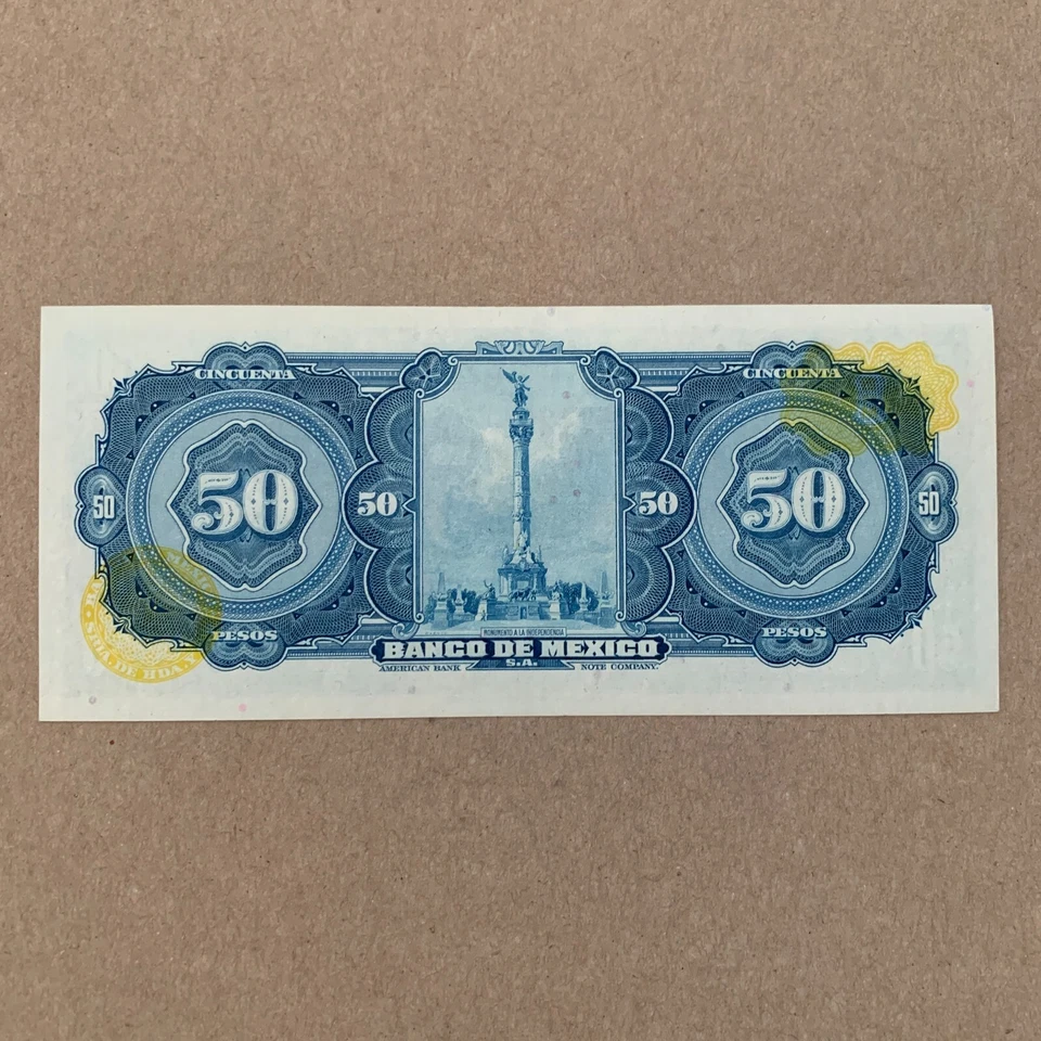 🇲🇽 Billete de 50 Pesos de México 1972 aUNC Moneda Mexicana Billete Americano BC Foto 3 de 4